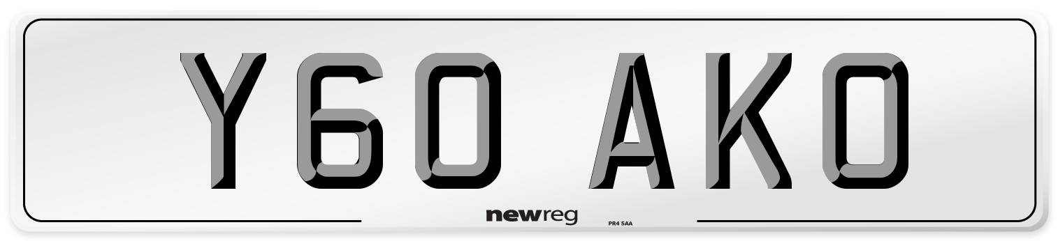 Y60 AKO Number Plate from New Reg